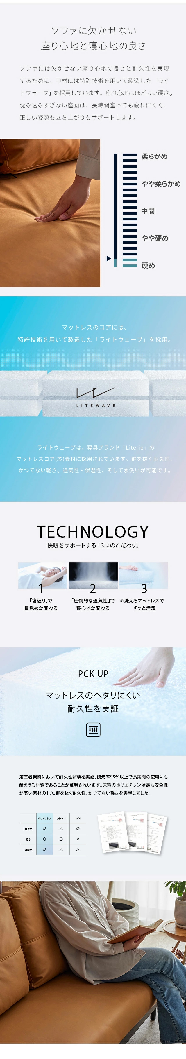 座り心地、寝心地の良さ